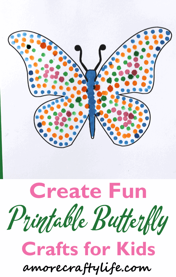free printable butterfly dot painting craft -crafts for kids- bug kid crafts - amorecraftylife.com #preschool #kidscraft #craftsforkids