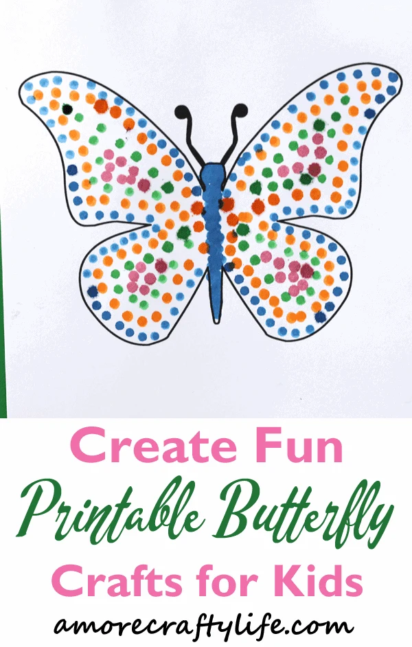 free printable butterfly dot painting craft -crafts for kids- bug kid crafts - amorecraftylife.com #preschool #kidscraft #craftsforkids