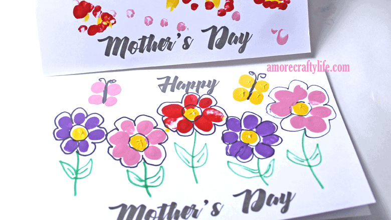 printable fingerprint mothers day card - kid crafts -handmade gift - amorecraftylife.com #kidscraft #craftsforkids #preschool