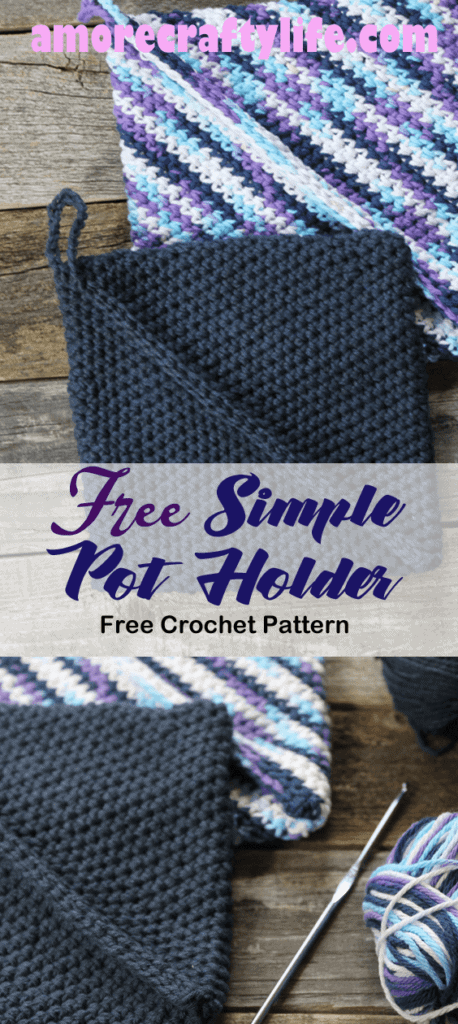 free printable simple double thick pot holder crochet pattern -amorecraftylife.com #crochet #crochetpattern #diy #freecrochetpattern