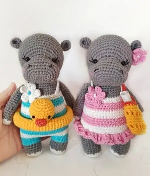 crochet hippo patterns- amigurumi hippopotamus crochet pattern - stuffed toy pattern #crochet #crochetpattern #diy #amigurumi