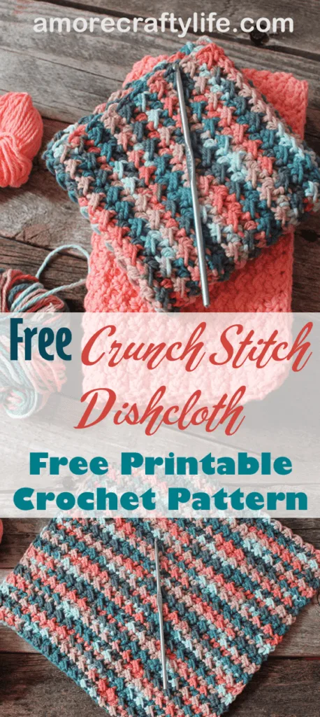 free printable crunch stitch crochet dishcloth pattern -amorecraftylife.com #crochet #crochetpattern #diy #freecrochetpattern