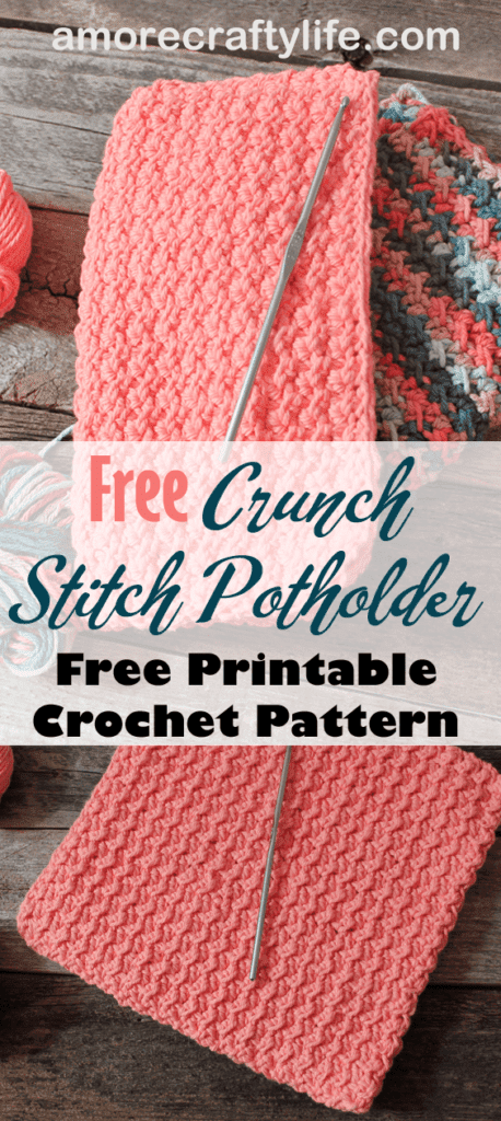 free printable crunch stitch crochet potholder pattern -amorecraftylife.com #crochet #crochetpattern #diy #freecrochetpattern