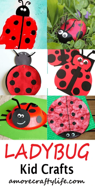 ladybug kid crafts - bug crafts for kids- ladybird insect - amorecraftylife.com #preschool #craftsforkids #kidscrafts