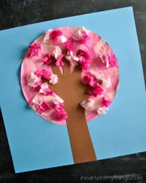 spring tree kid crafts - arts and crafts activities - spring kid craft- amorecraftylife.com #kidscraft #craftsforkids #preschool