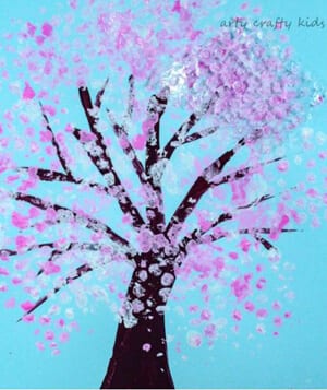 spring tree kid crafts - arts and crafts activities - spring kid craft- amorecraftylife.com #kidscraft #craftsforkids #preschool