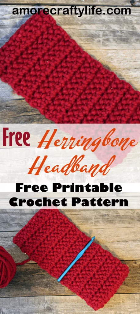 Make a bulky headband pattern. Chunky Herringbone Crochet Headband Pattern -crochet ear warmer pattern- printable pdf - winter headband - amorecraftylife.com #crochet #crochetpattern #freecrochetpattern