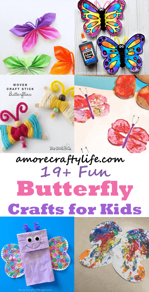 Make fun butterfly kid craft - spring kid craft - bug arts and crafts - amorecraftylife.com #kidscraft #craftsforkids #preschool