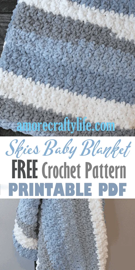 blue gray skies crochet baby blanket pattern - amorecraftylife.com -bernat blanket yarn baby blanket - baby afghan - free printable crochet pattern #baby #crochet #crochetpattern #freecrochetpattern