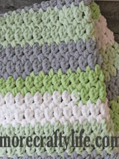 gray green easy striped crochet baby blanket pattern - amorecraftylife.com -bernat blanket yarn - baby afghan - free printable crochet pattern #baby #crochet #crochetpattern #freecrochetpattern
