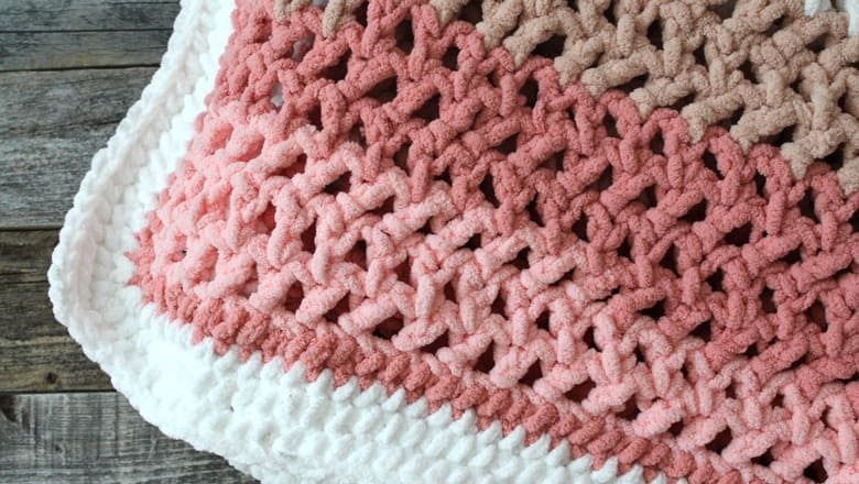Herringbone Stripe Baby Blanket Crochet Pattern - A More Crafty Life