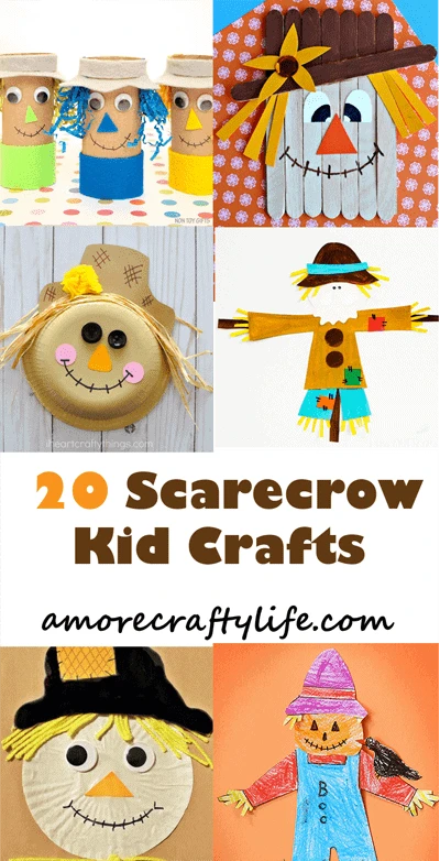 scarecrow kid crafts- fall kid craft - activities recipes math reading books amorecraftylife.com #kidscrafts #craftsforkids #preschool