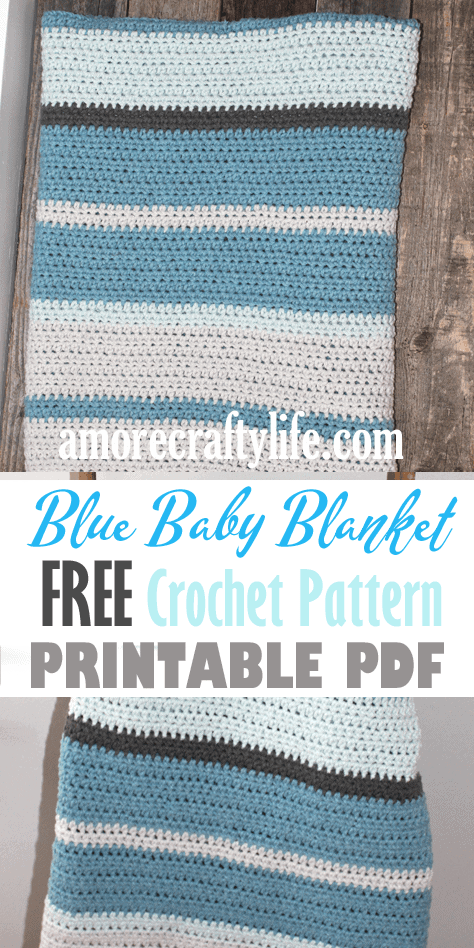 stripe baby boy crochet blanket pattern - amorecraftylife.com -butta yarn - baby afghan - free printable crochet pattern #baby #crochet #crochetpattern #freecrochetpattern