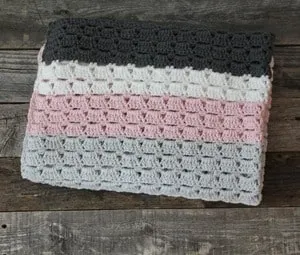 Gray and Pink Stripe Baby Blanket Crochet Pattern