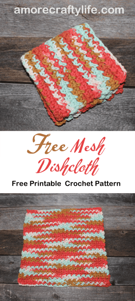 free printable mesh stitch crochet dishcloth pattern -amorecraftylife.com #crochet #crochetpattern #diy #freecrochetpattern