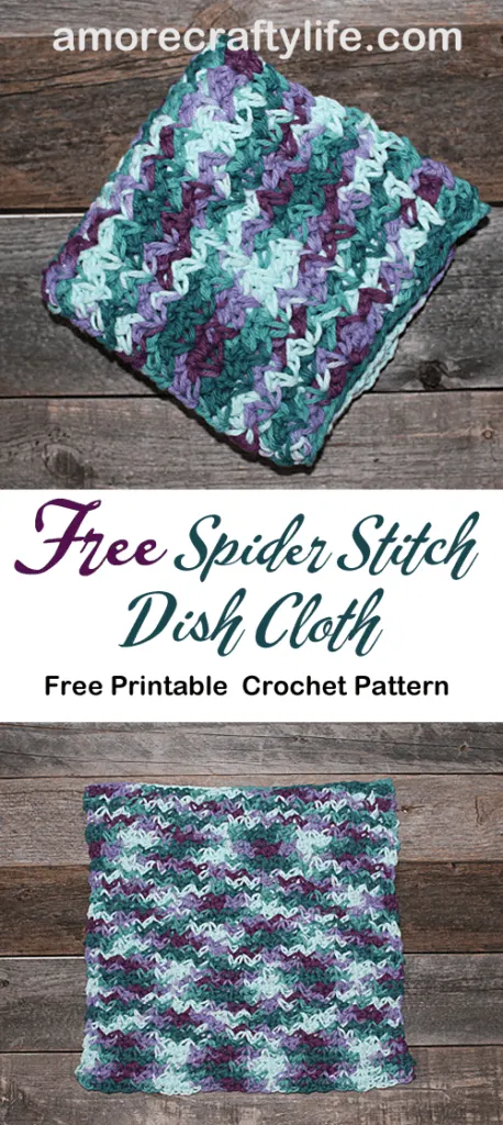 free printable spider stitch crochet dishcloth pattern -amorecraftylife.com #crochet #crochetpattern #diy #freecrochetpattern