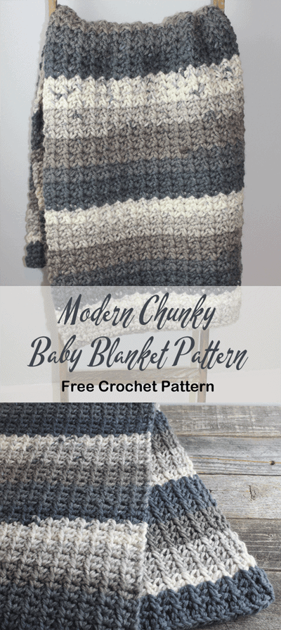 modern chunky crochet blanket pattern - amorecraftylife.com - baby afghan - free printable crochet pattern #baby #crochet #crochetpattern #freecrochetpattern
