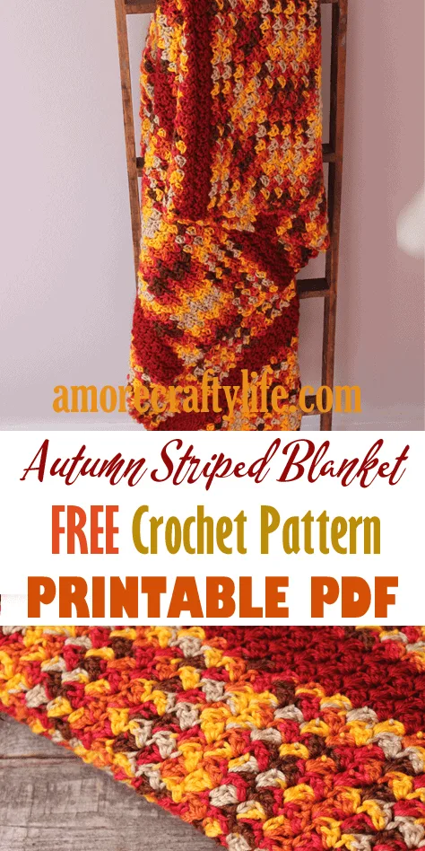 autumn sunset striped crochet blanket pattern - amorecraftylife.com - crochet throw blanket - free printable crochet pattern #crochet #crochetpattern #freecrochetpattern