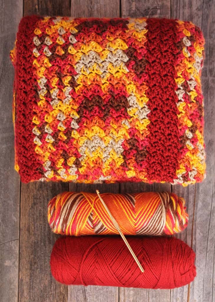 autumn sunset striped crochet blanket pattern - amorecraftylife.com - crochet throw blanket - free printable crochet pattern #crochet #crochetpattern #freecrochetpattern