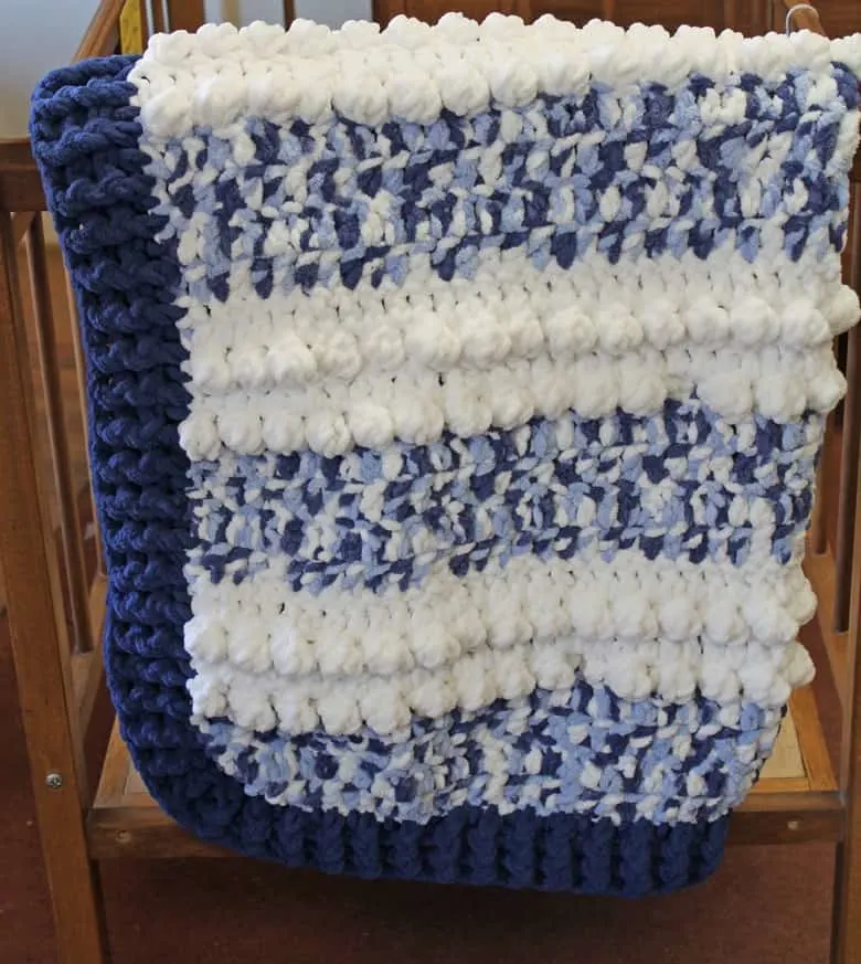 free blue dreams baby blanket crochet pattern - bernat blanket yarn - amorecraftylife.com - boy blanket #baby #crochet #crochetpattern #freecrochetpattern