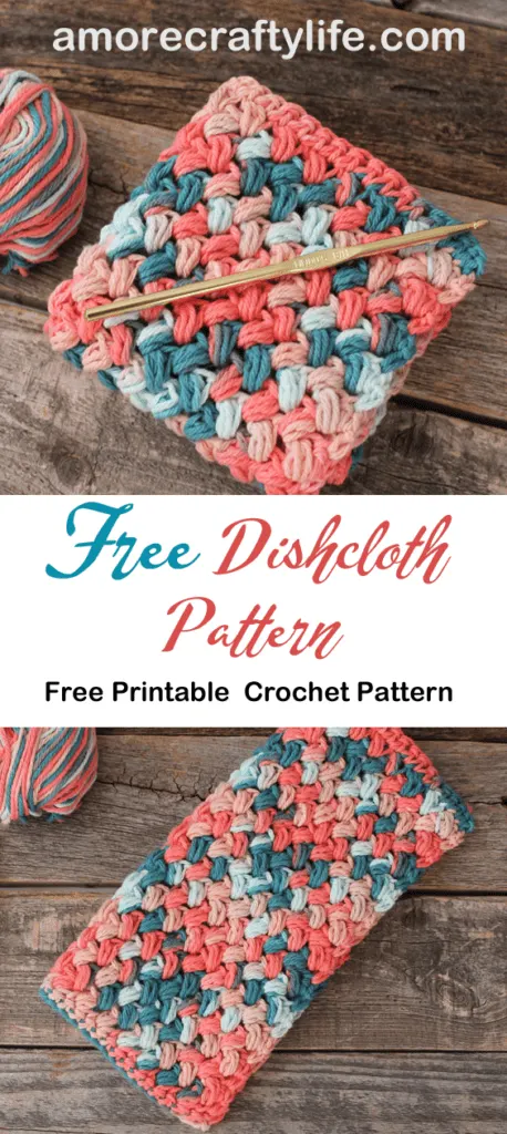 free printable bean stitch crochet dishcloth pattern -amorecraftylife.com #crochet #crochetpattern #diy #freecrochetpattern