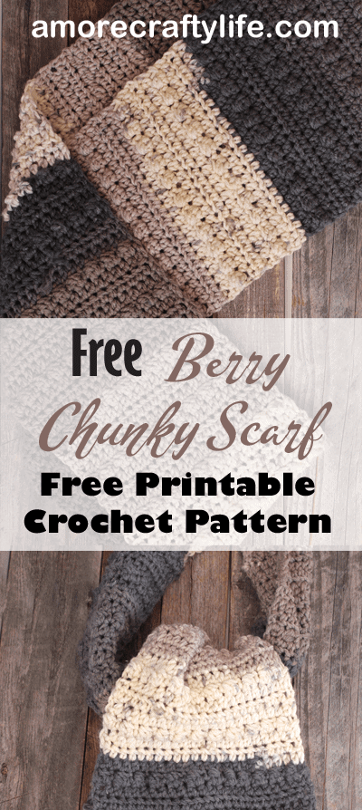 free berry chunky scarf crochet pattern -super bulky yarn gauge 6- easy wide scarf pattern - amorecraftylife.com #crochet #crochetpattern #freecrochetpattern