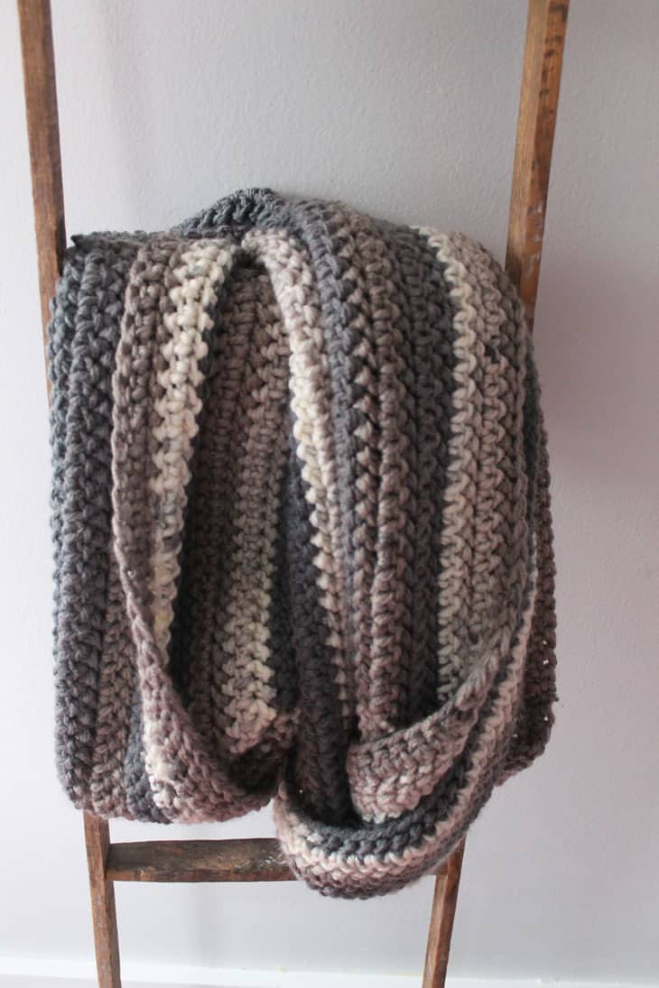 Free Easy Chunky Infinity Crochet Scarf Pattern - Herringbone - A More ...