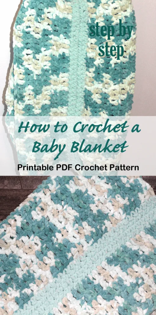 How to Crochet a baby blanket crochet pattern - beginner crochet pattern -amorecraftylife.com - free printable pdf - bernat blanket yarn #baby #crochet #crochetpattern #freecrochetpattern