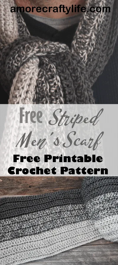 free ribbed men's crochet scarf pattern -easy unisex crocheted scarf pattern - amorecraftylife.com #crochet #crochetpattern #freecrochetpattern