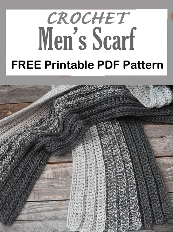 free ribbed men's crochet scarf pattern -easy unisex crocheted scarf pattern - amorecraftylife.com #crochet #crochetpattern #freecrochetpattern