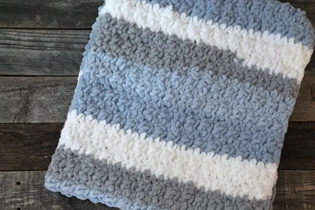 Make this easy to crochet pattern for a blanket using basic crochet stitches.
