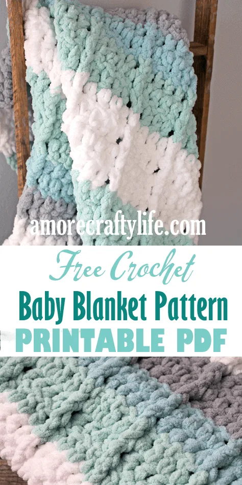 easy seafoam stripe crochet baby blanket free pattern - amorecraftylife.com -bernat blanket yarn - baby afghan - free printable crochet pattern - bernat blanket yarn #baby #crochet #crochetpattern #freecrochetpattern