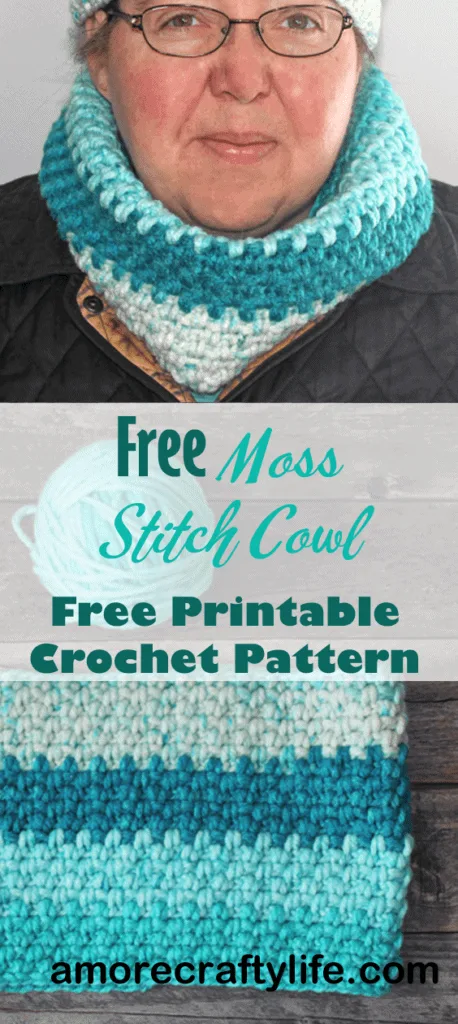 Moss stitch crochet cowl pattern - Free Pattern -crochet ear warmer pattern- printable pdf - winter headband - scarf - amorecraftylife.com #crochet #crochetpattern #freecrochetpattern