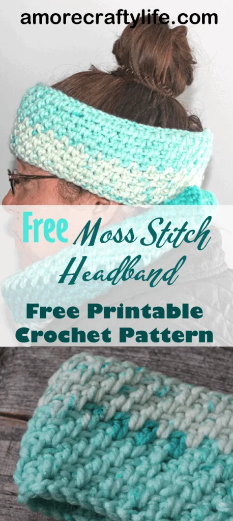 Moss stitch crochet Headband pattern - Free Pattern -crochet ear warmer pattern- printable pdf - winter headband - amorecraftylife.com #crochet #crochetpattern - matching cowl #freecrochetpattern