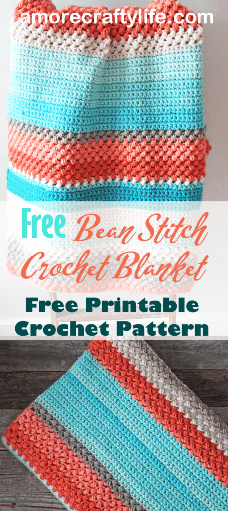 bean stitch crochet blanket pattern free PDF - -amorecraftylife.com - afghan pattern -crochet blanket pattern- caron cake yarn- double crochet - free printable crochet pattern #crochet #crochetpattern #freecrochetpattern