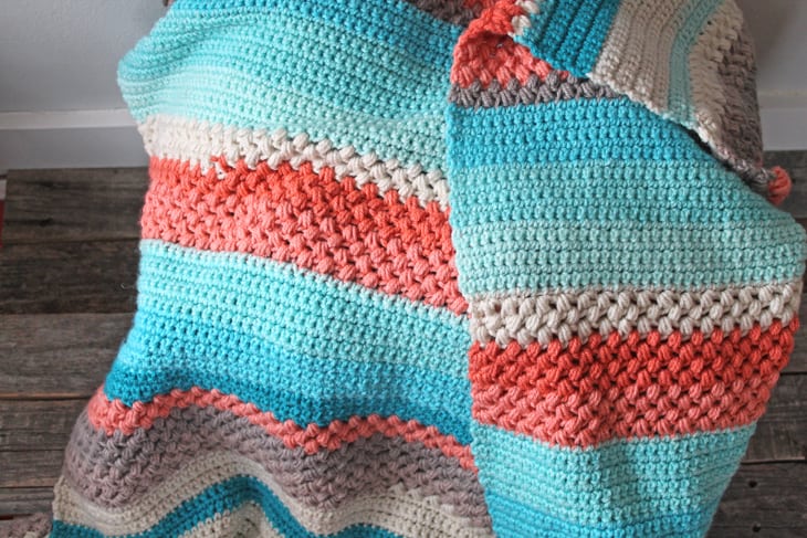 bean stitch crochet blanket pattern free PDF - -amorecraftylife.com - afghan pattern -crochet blanket pattern- caron cake yarn- double crochet - free printable crochet pattern #crochet #crochetpattern #freecrochetpattern