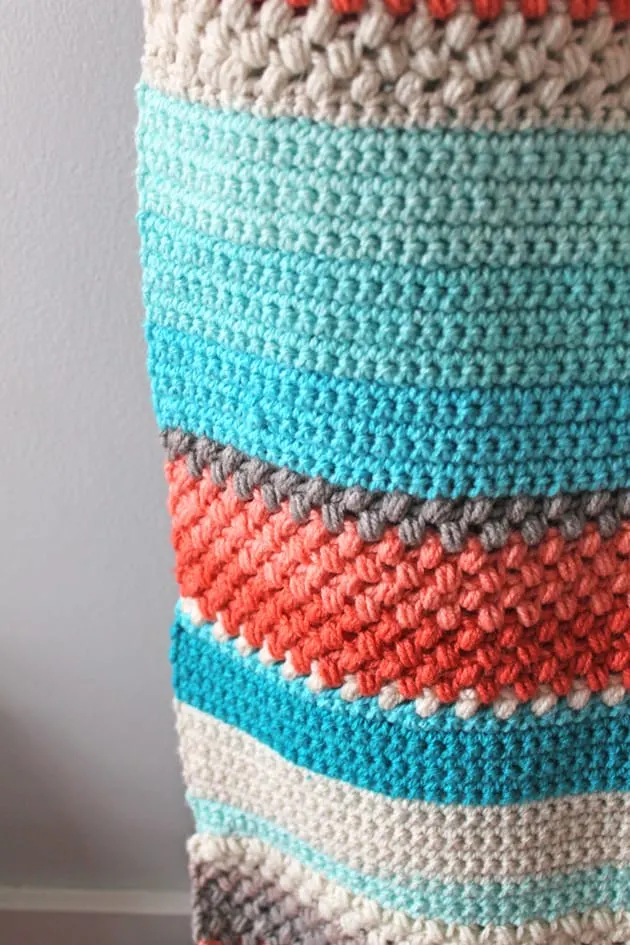 bean stitch crochet blanket pattern free PDF - -amorecraftylife.com - afghan pattern -crochet blanket pattern- caron cake yarn- double crochet - free printable crochet pattern #crochet #crochetpattern #freecrochetpattern