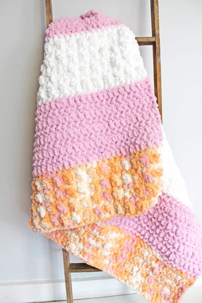 peachy crochet baby blanket free pattern - super bulky chenille yarn - amorecraftylife.com -bernat blanket yarn - baby afghan - free printable crochet pattern - bernat blanket yarn #baby #crochet #crochetpattern #freecrochetpattern