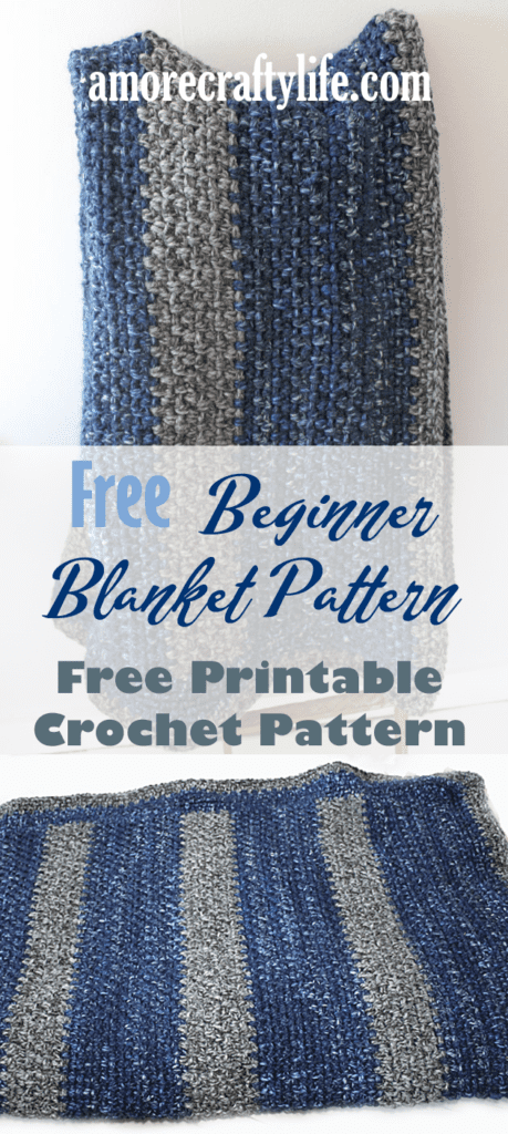 Striped large wool crochet blanket free pattern for beginners -amorecraftylife.com Super bulky yarn-crocheted afghan - free printable crochet pattern - lion brand wool-ease thick and quick yarn #crochet #crochetpattern #freecrochetpattern