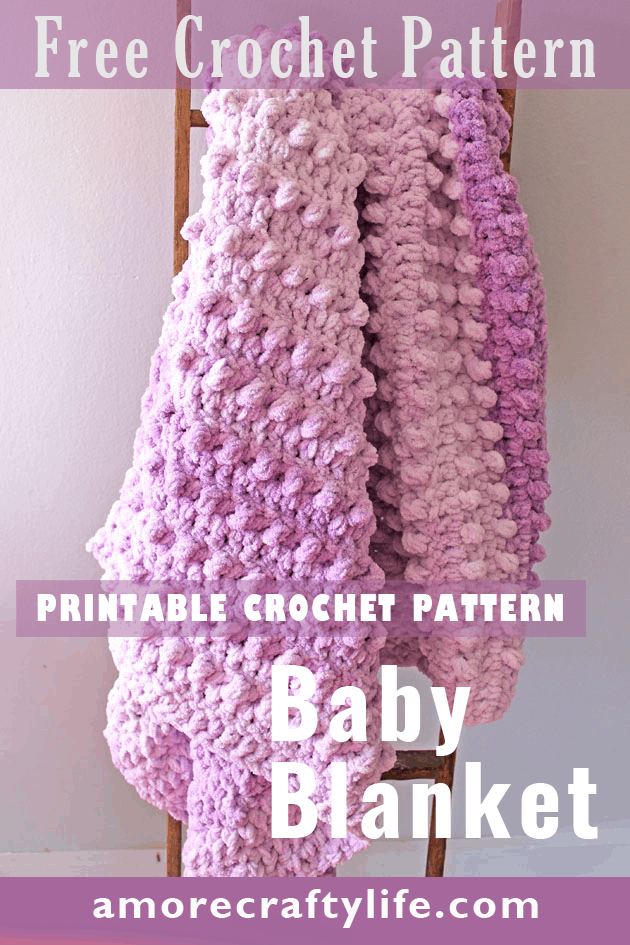 Make this quick and easy lilac fade crochet baby chunky blanket free pattern. super bulky chenille yarn - amorecraftylife.com -bernat blanket yarn - baby afghan - free printable crochet pattern - bernat blanket yarn #baby #crochet #crochetpattern #freecrochetpattern