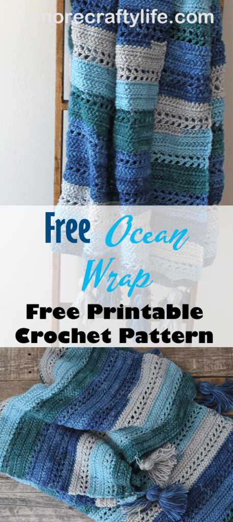 Make this easy ocean wrap free pattern. amorecraftylife.com - free printable crochet pattern #crochet #crochetpattern #freecrochetpattern