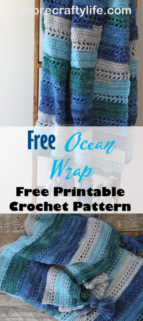 Make this easy ocean wrap free pattern. amorecraftylife.com - free printable crochet pattern #crochet #crochetpattern #freecrochetpattern