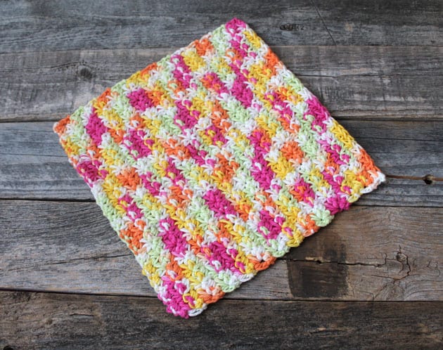 easy over the rainbow trinity stitch crochet dishcloth pattern - free printable pdf - amorecraftylife.com #crochet #crochetpattern #freecrochetpattern
