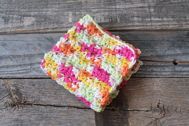 easy over the rainbow trinity stitch crochet dishcloth pattern - free printable pdf - amorecraftylife.com #crochet #crochetpattern #freecrochetpattern