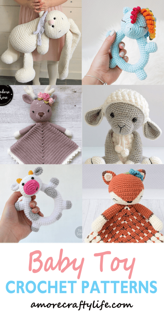 crochet baby rattle Patterns - Cute Gifts - A More Crafty Life - amigurumi #crochet #crochetpattern #baby