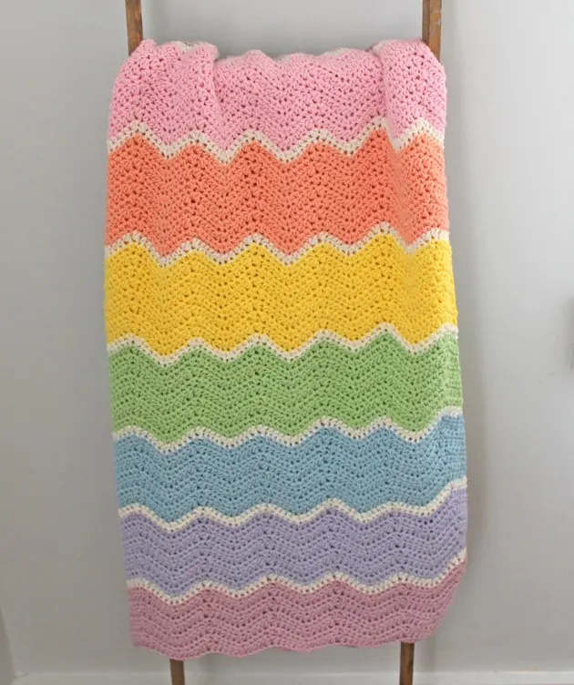 rainbow sherbet baby blanket free crochet pattern - free printable crochet pattern - amorecrafty.com #crochet #crochetpattern #freecrochetpattern