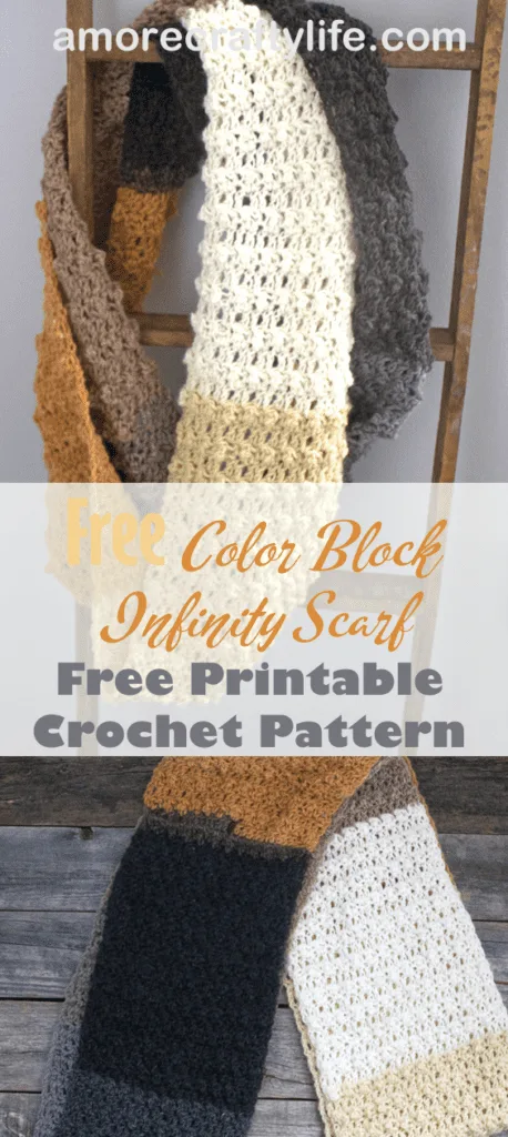 free color block infinity scarf crochet pattern - easy infinity scarf pattern - amorecraftylife.com