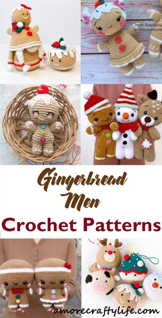 crochet Christmas gingerbread man patterns - winter - home decor- amorecraftylife.com #crochet #crochetpattern #diy #christmas