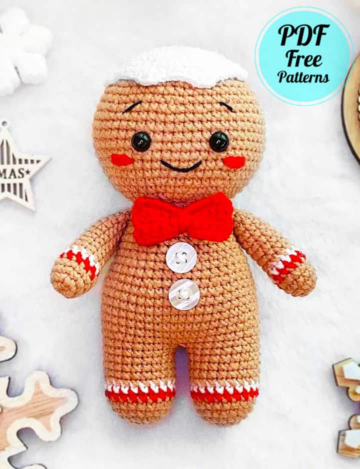 cute crocheted amigurumi gingerbread man