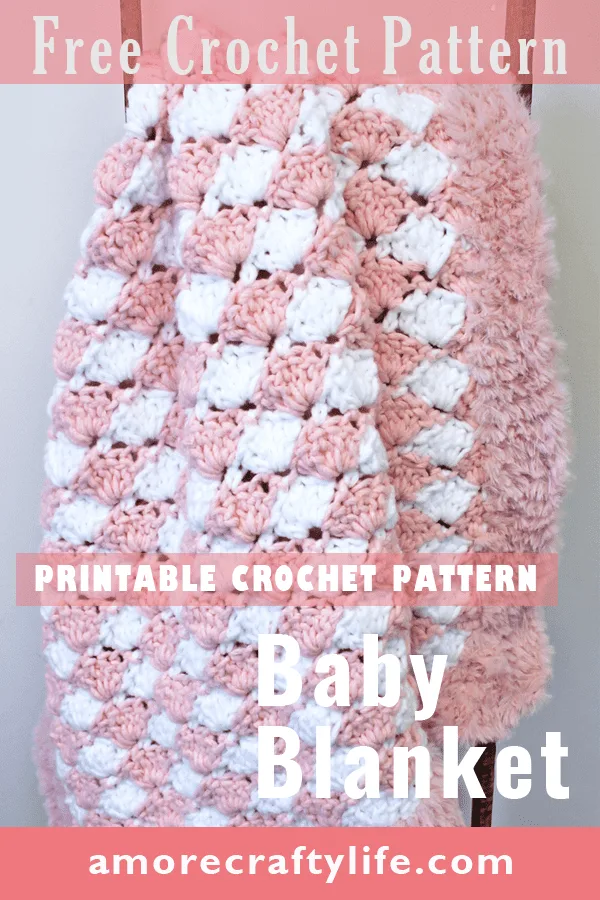 Addison Baby Blanket with Furry Border - baby girl shell crochet blanket pattern - amorecraftylife.com -bernat forever fleece yarn baby blanket - baby afghan - free printable crochet pattern chunky blanket pattern #baby #crochet #crochetpattern #freecrochetpattern